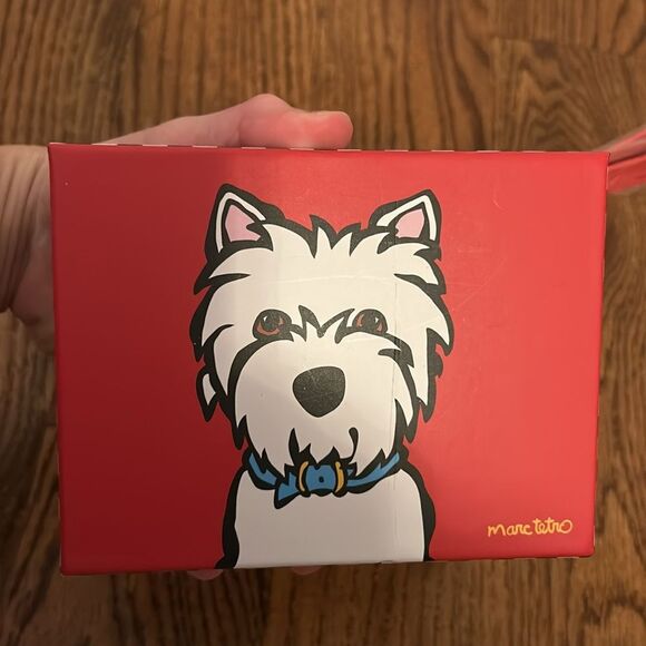 Marc Tetro Westie Wristlet Wallet West Highland Terrier Red Zip Accordion Style - Picture 4 of 5